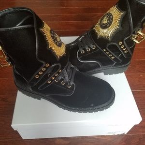 Balmain velvet combat boots